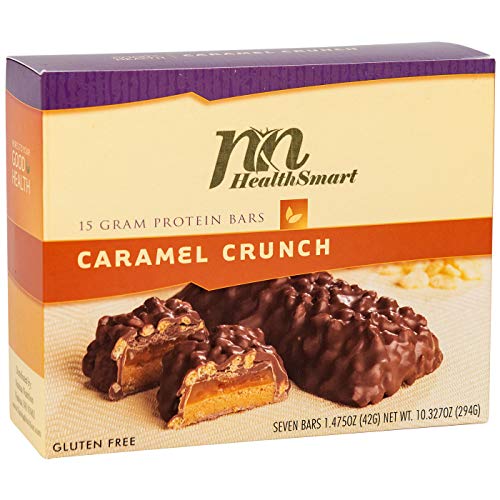HealthSmart – High Protein Diet Bar – Caramel Crunch – 15g Protein – Low Calorie – Gluten Free (7/Box)