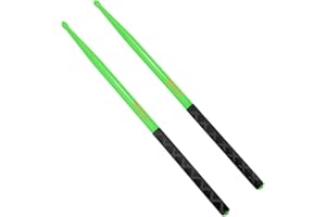 MUSFUNNY 5A Nylon Drumsticks for Drum Set Light Durable Plastic Exercise ANTI-SLIP Handles Drum Sticks for Adults Musical Instrument Percussion Accessories Green