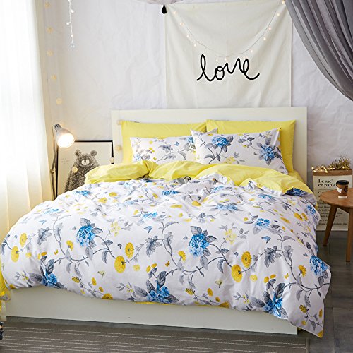 Mumgo Home Textile Duvet Cover Set 100 Cotton for Girls Blue Yellow