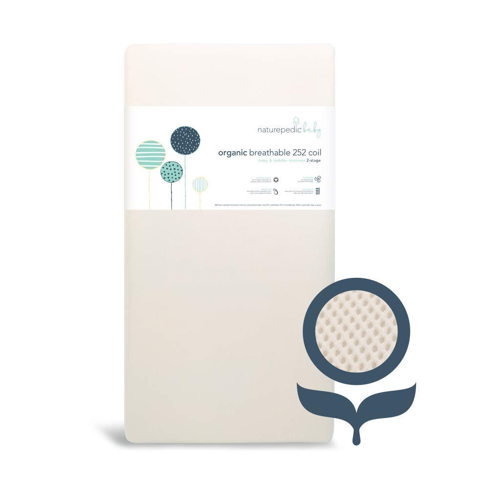 Photo 1 of **DIRTY FROM TRANSPORT **Naturepedic Organic Crib Mattress - 2-Stage 252 Coil Infant & Toddler Mattress with Protector Pad - Waterproof, Breathable & Non-Toxic Mattress for Baby and Toddler Bed