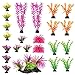 Aquarium Decorations 23 Pack Lifelike Plastic Decor Fish Tank Plants, Small to Large Artificial Fish Accessories Includes Rocks and Colorful Plants