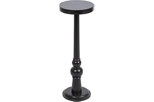 Kate and Laurel Wegner Traditional Wooden Round Drink Table, 8 x 23, Black, Elegant and Durable Pedestal Table for Use as Small Drink Table, Plant Stand, or Decorative Item Display