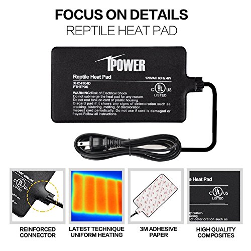 iPower 4 by 7inch Under Tank Heat Mat Reptile Heating pad with Digital