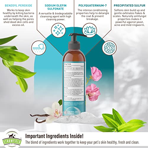 Strawfield Pets Benzoyl Peroxide Medicated Shampoo for Dogs, Cats