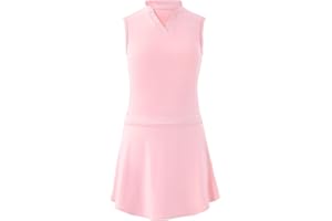 LIONJIE Girls Tennis Outfit Kids Golf Dress Athletic Skirts with Pockets Polo Tank Top Sets