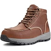 SUREWAY Men's Lightweight Casual Wedge Soft Moc Toe Work Boots,Comfort Insole, Superior Oil/Slip Resistant,Men's Construction Industrial Safety Working Boots/Shoes - Black