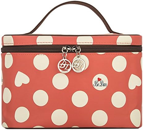 Cosmetic Case Cute, Yeiotsy Cute Polka Dots Cosmetic Bag Small Travel Makeups Organizer (Small, Salmon)