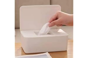 WTIAN Baby Wipe Dispenser Holder, Baby Wipes Case, Baby Wipe Holder Keeps Diaper Wipes Fresh, Easy Open & Close Wipe Container (White)