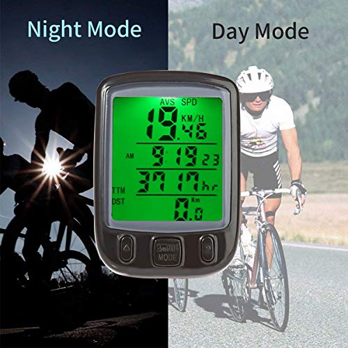 Bicycle Computer Waterproof Cycling Odometer Speedometer with LCD Backlight Bike Computer