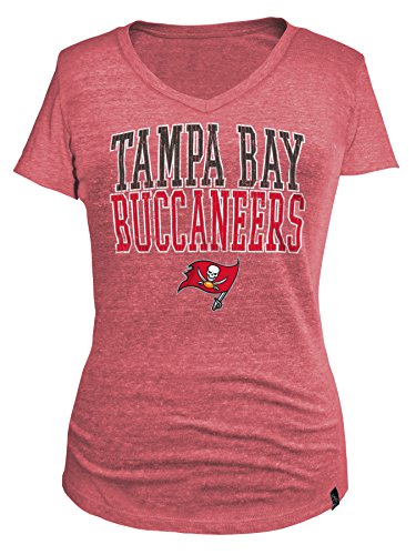 NFL Tampa Bay Buccaneers Women's Tri Blend Short Sleeve V-Neck Tee, X-Large, Red