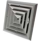 RectorSeal TRUaire Retrofit Grille/Damper 81904 Plastic Ceiling Diffuser WIth Incorporated Ceiling box, Easy Installation, HVAC, 6X6 4way, Grille/Damper/Box 4,5,6"