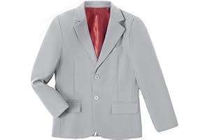 HUEZOE Boys Formal Suit Blazer Two-Button Jacket Coat for Kids School