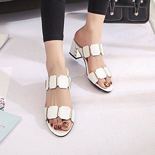 High Heels Slipper for Women,Sunyastor Summer Women Fish Mouth Slipper High Heels Sandals Antiskid Toes Party Dress Shoes White