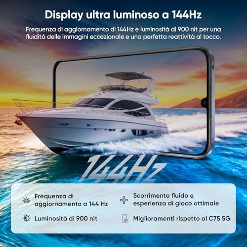 realme C100 5G Smartphone 256GB ROM, Titan 6600mAh Battery and 45W Fast Charge, Mobile Phone with 144Hz Ultra Shine, Android 16 Mobile Phones Shock Resistance Military, Reverse Charging