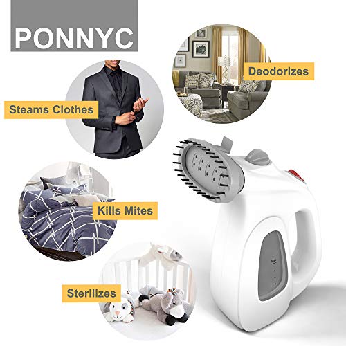 Ponnyc Clothes Steamer - Portable Garment Steamer for Clothes - Handheld Mini Fabric Steamer - Compact Hand Iron Steamer - Anti-Spill Steamer for Travelling & Home - Safe & Handy Travel Steamer - Thumbnail 2
