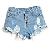 Runtlly Mid Waist Ripped Denim Shorts
