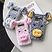 Omio for Samsung Galaxy S10 Plus Case Cartoon Cute Pig Fur Soft Handmade Fluffy Furry Stylish 3D Plush Case Cover Warm Big Ear Nose Bling Crystal Rhinestone Bowknot Ultra Thin Case for Galaxy S10 Plus