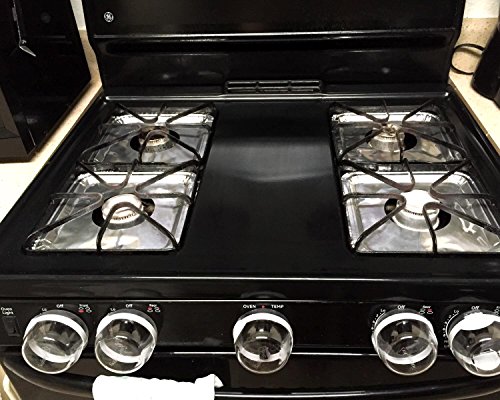 Aprince Stove Burner Covers, 40 Pieces Aluminum Foil Square Gas Stove Burner Covers, Disposable Thicker Bib Liners Covers for Gas Top, 8.7" x 8.7"