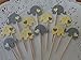 Light Yellow and Grey Elephant Cupcake Toppers - Yellow and Gray Elephants - Baby Shower Appetizer Picks - Gender Neutral Shower - (Set of 12)