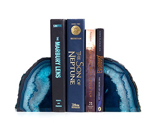 Decorative Bookends. Geode Agate Book Ends for Office Décor and Home (Teal)