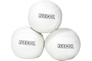Zeekio Lunar Juggling Balls - [Set of 3], Professional UV Reactive, 6-Panel Balls, Synthetic Leather, Millet Filled, 110g Each, Solid White