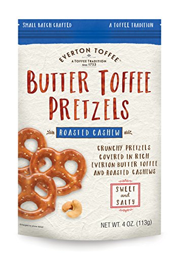 Everton Toffee Butter Toffee Pretzels, Variety Pack (4 oz. bag, 6-pack). Gourmet Artisan Toffee Covered Pretzels, Sweet and Salty Mini Pretzel Snacks, Small Batch Crafted
