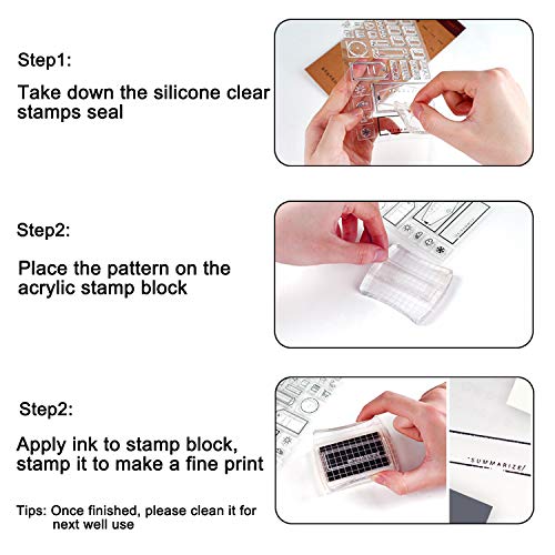 WeiMeet 5 Pieces Stamp Blocks Acrylic Clear Stamping Blocks Tools with Grid Lines for Scrapbooking Crafts Making - Thumbnail 3