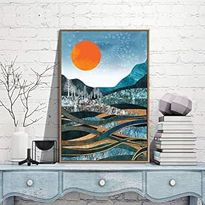 Framed Canvas Wall Art for Living Room, Bedroom Nordic Style Mountains Canvas Prints for Modern Home Decoration Ready to Hang - 16"x24" inches