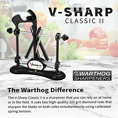 Warthog VSharp Classic II Knife Sharpeners, 325 Grit Diamond Rods with Adjustable Angles