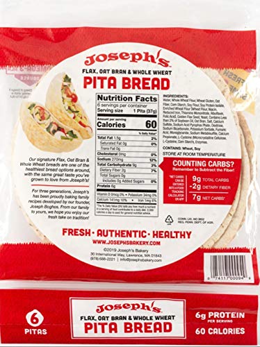 Josephs: Flax, Oat Bran &amp; Whole Wheat Flour Pita Bread, 8 Oz | Pricepulse