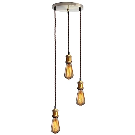 E26 Vintage Triple Light Sockets Pendant Bronze Modern Retro