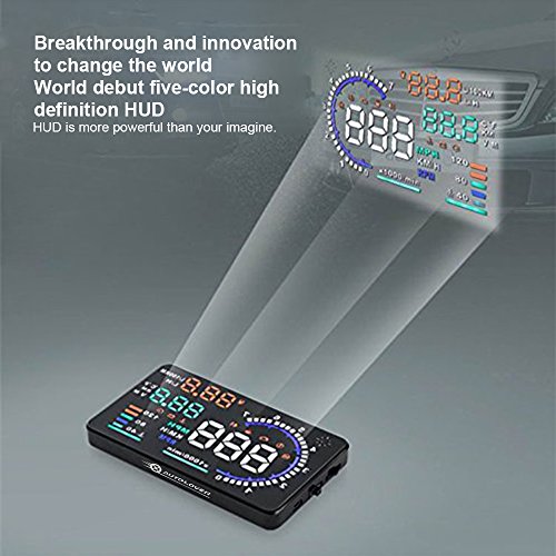 AUTOLOVER A8 5.5 inch OBD II Car Windshield HUD Head Up Display with Speed Fatigue Warning RPM MPH Fuel Consumption - Thumbnail 3