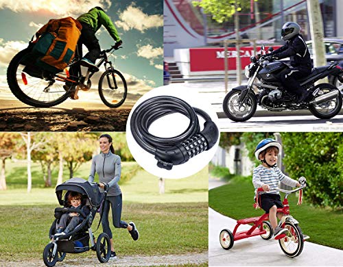 image for Willceal Bike Lock Bicycle Chain Lock,with 5-Digit Resettable Number a