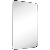 GRACTO 24x36'' Chrome Metal Framed Bathroom Mirror for Wall in Stainless Steel Rounded Rectangular Bathroom Vanity Mirrors Wa
