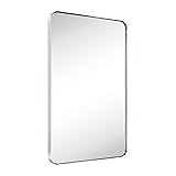 GRACTO 24x36'' Chrome Metal Framed Bathroom Mirror