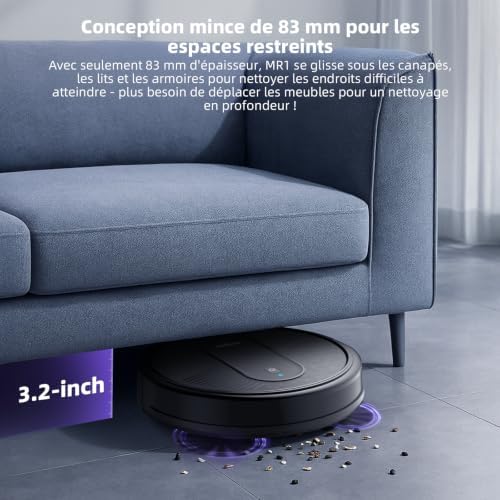3 en 1 Robot Aspirateur Laveur Corps Ultra-Mince H83mm/4000Pa/140min