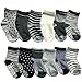 Baby 6 Pairs Assorted Non Skid Ankle Cotton Socks Baby Walker Boys Girls Toddler Anti Slip Stretch Knit Stripes Star Footsocks Sneakers Crew Socks with Grip for 1-3 Years