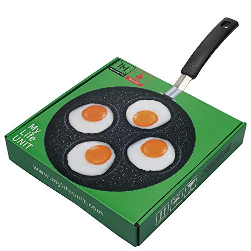 MyLifeUNIT Aluminum 4Cup Egg Frying Pan, Non Stick Egg Cooker Pan