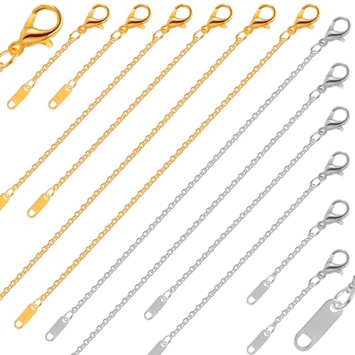 CZWZ 30pcs Gold Plated and Silver Plated Necklace Extender for 2'', 4'', 6'' Necklace Extender Set for Necklaces, Bracelets, Women's Jewelry Making Respectively