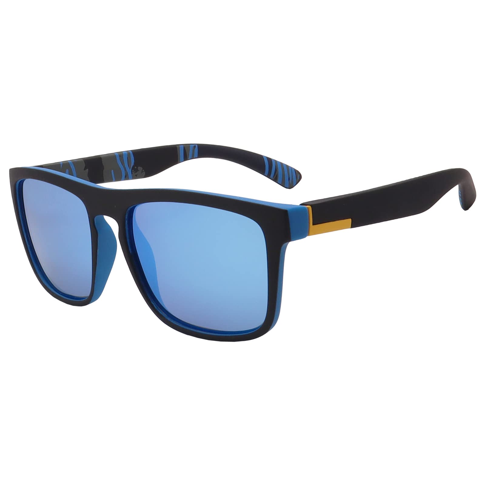 FOURCHEN Fashion Sunglasses Polarised Men Women Cool Fishing Golf glasses Eyewear Outdoor sports Goggles sunglasses (black/blue lens)