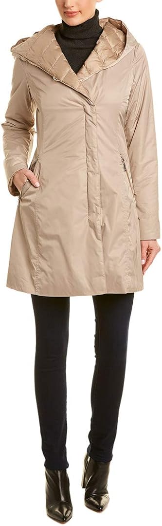 Beige Tahari Womens Hooded Raincoat L 
