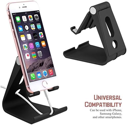 Adjustable Phone Stand, Aerctor iPhone Stand : Desktop Cradle, Dock For Switch, all Android Smartphone, iPhone 6 6s 7 8 X Plus 5 5s 5c charging, Universal Accessories Desk - Black