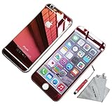 Dreams Mall(TM)Top Fashion Electroplating Mirror Effect Tempered Glass Screen Protector Film Decal Skin Sticker for Apple iPhone 6 4.7 inch-Red