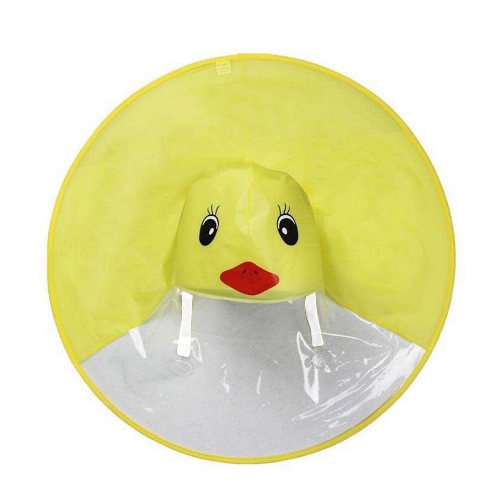 Rain Coat UFO Children Umbrella Hat Foldable Magical Raincoat Yellow，Duck Cute Raincoat Hands