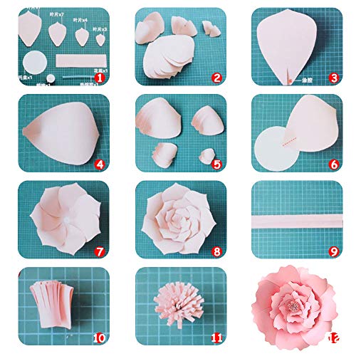 Lucky Monet 3D Paper Flower Backdrop DIY Wavy Petals Flower Crafting Wall Decoration for Wedding Birthday Party Celebration (2Pcs/8"/Beige) - Thumbnail 5