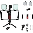 Vlogging Kit with 2 LED Lights for iOS and Android - Complete Content Creator Kit with Tripod, Microphone & Smartphone Holder, Ideal for Social Media - Content Creator Essentials for Vlogging