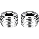 Joywayus 2Pcs Stainless Steel Internal Hex Countersunk Thread Socket Pipe Plug 1/2"NPT Male