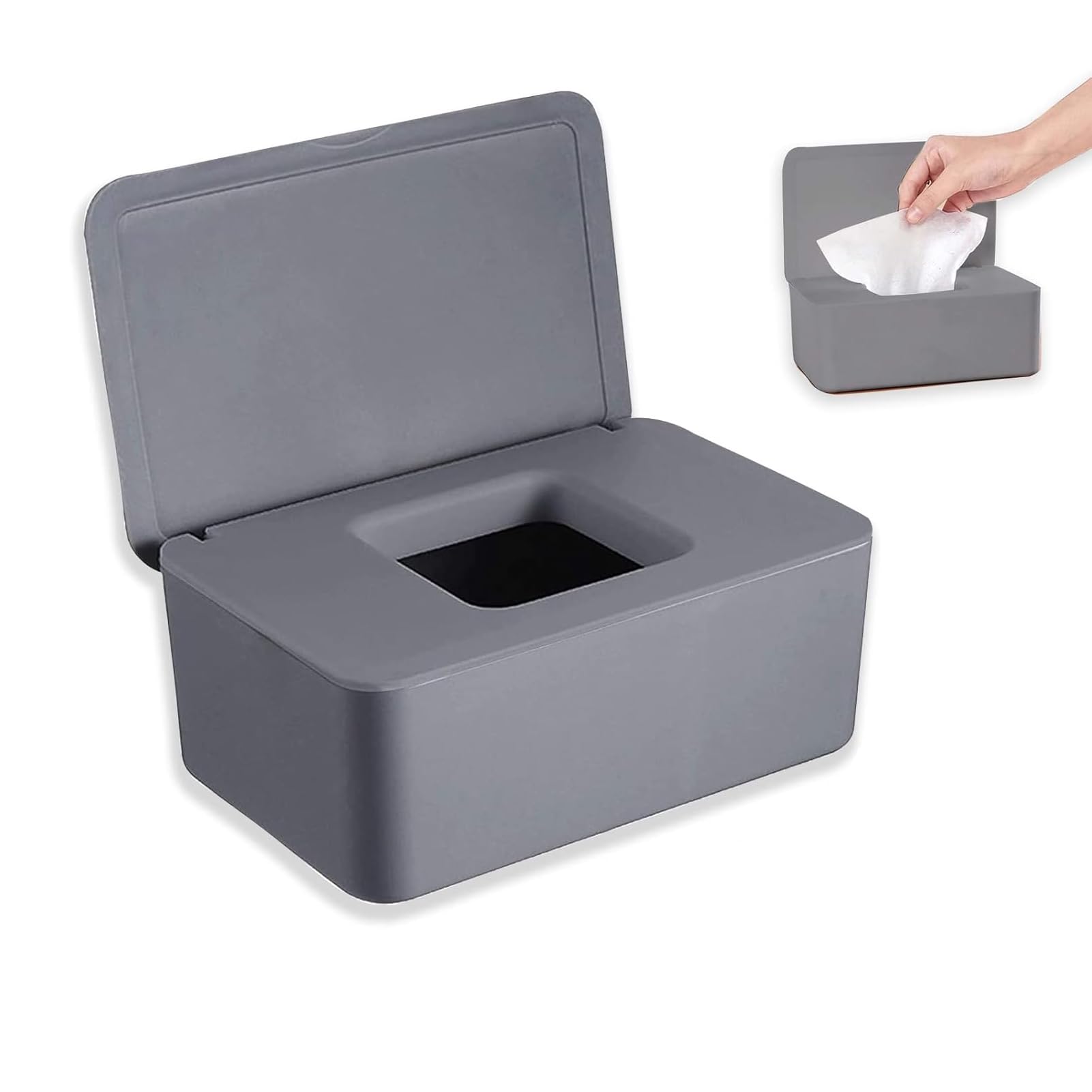 Jiuzcare PP Wet Wipes Dispenser Box with Lid – Durable Baby Tissue Storage Container – Detachable Insert & Non-Slip Base – Keeps Tissues Fresh in Nursery, Bathroom, Kitchen & Travel