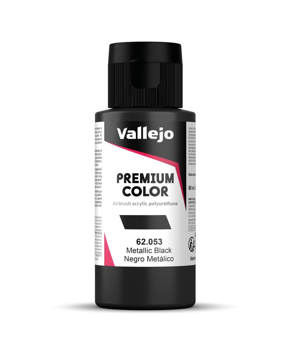 Vallejo Premium Color Acrylic Paint, Metallic Black for Airbrush, High Durability, Impact-Resistant Formula, Ideal for Model Painting and Craft Projects โ image 1
