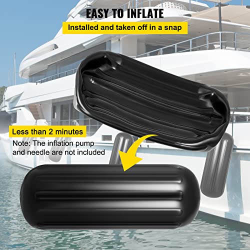 Mophorn 4 Ribbed Boat Fenders 10 x 28 Inch Boat Fenders Bumpers Black Center Hole Bumpers